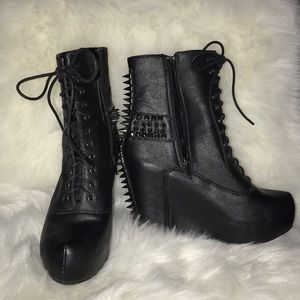Black Wedge Booties